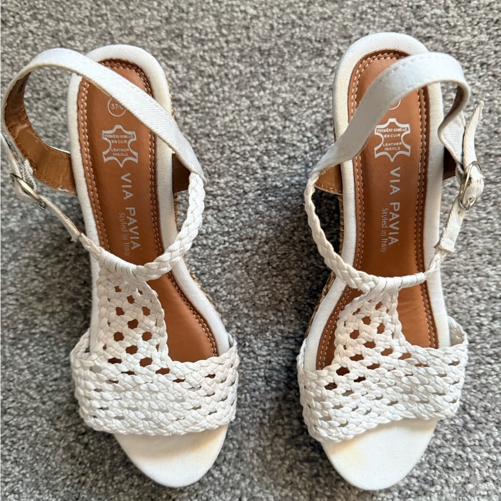 Women's Cream/White Woven Wedges - Picture 3 of 10